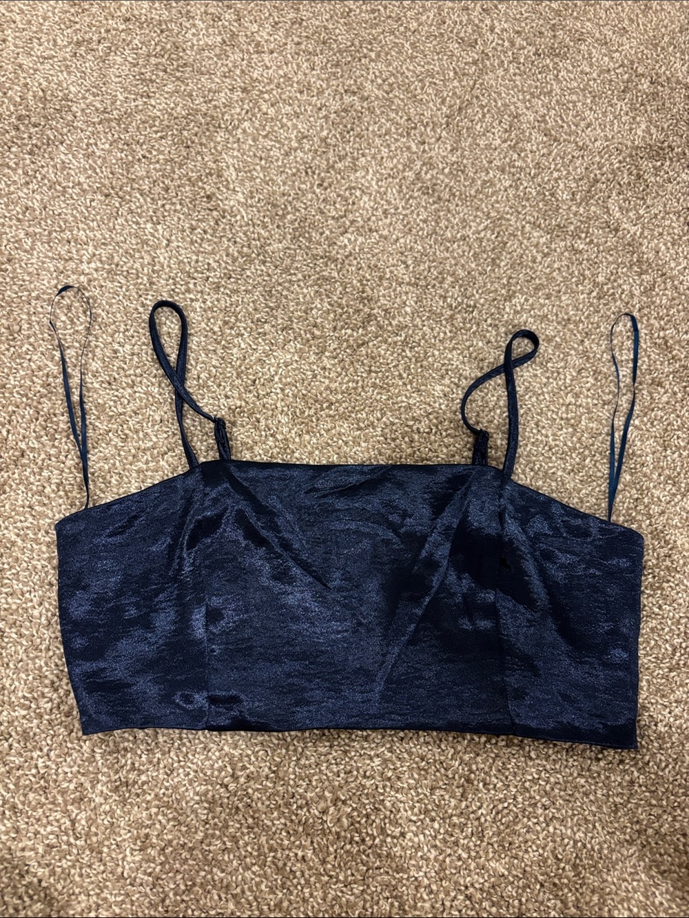 House of Harlow 1960 Navy Satin Cami Crop Top